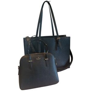 2 Bag Purse Wardrobe 1 Strap.  1 Computer & 1 Dome Faux Leather Bag B2S Best BLK